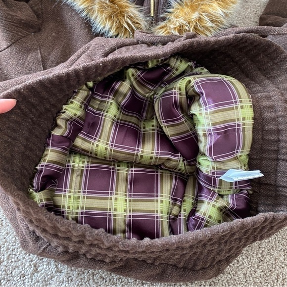 B by Burton Womens Brown Wool Blend 1/2 Zip Pullover Heavy Hooded Sz M - Picture 8 of 12